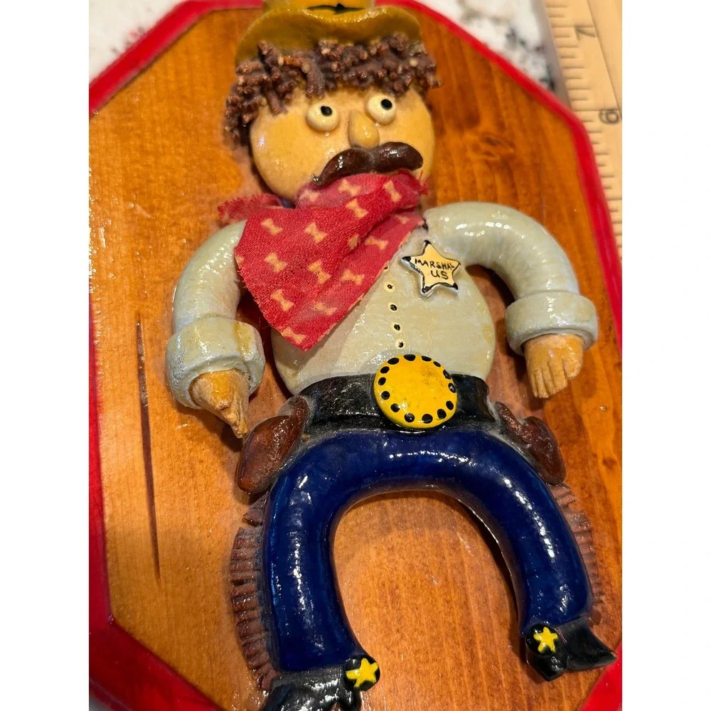 Creative‎ Dough Art Cowboy US Marshal Wall Plaque Folk Western Decor Wild West